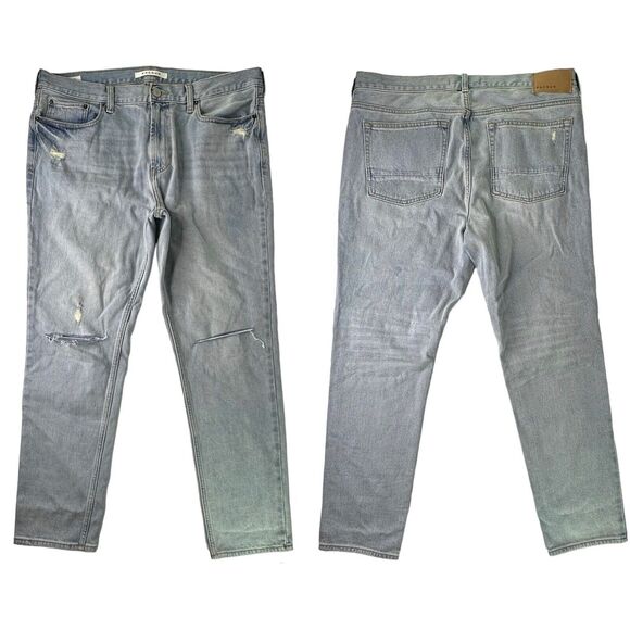 Pacsun Skinny Jeans Mens Sz 36 x 30 Light Wash Distressed Denim Blue Knee Holes - Picture 9 of 13